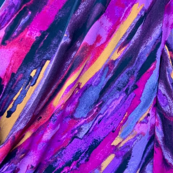 London Times Twist Front Long Sleeve Asymmetric Hem Dress Pink Purple Sz 14 - Picture 12 of 15